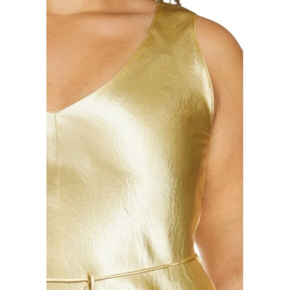 Vince Women's Double V-Neck Satin Slip Dress Sun Stone Gold Plus Size 3X NEW - Picture 4 of 6